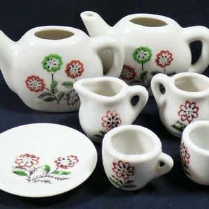 Lot of 7 pc Doll house Child play toy Miniature tea set made in Japan porcelain